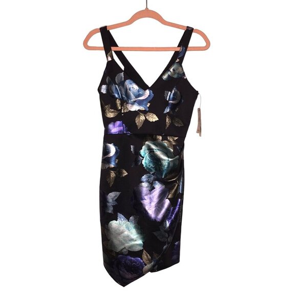 NWT BCX Dress blue floral foiled dress party prom y2k 90s retro mini coquette - Picture 6 of 9